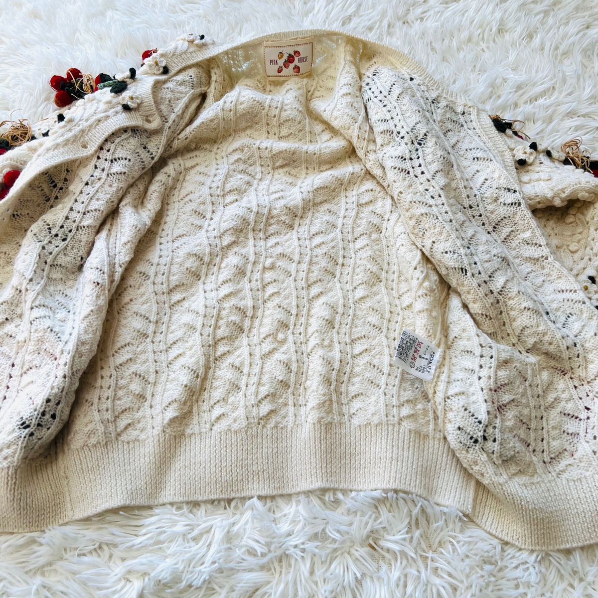 極美品】PINK HOUSE ピンクハウス イチゴモチーフ ニット 極美品】PINK HOUSE ピンクハウス イチゴモチーフ ニット