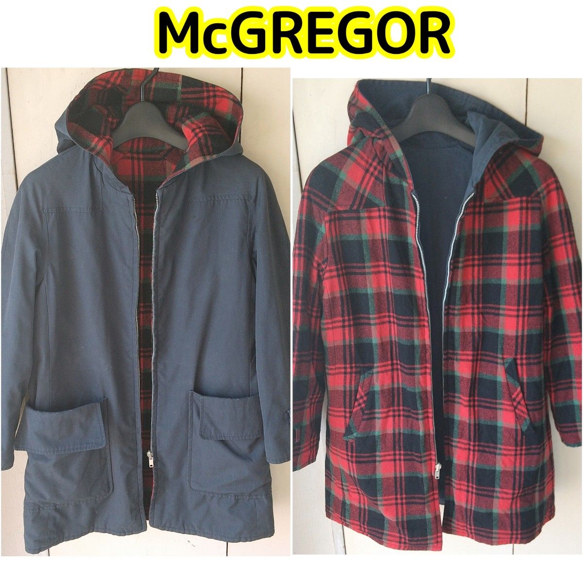 McGREGOR 紺×赤チェック リバーシブル コート ジャケット ジャンパー