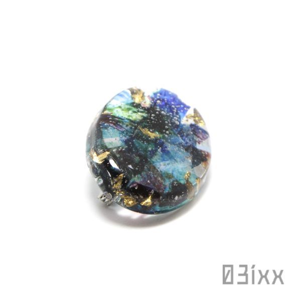 [03ixx] brooch resin alcohol ink art blue group clear hand made 