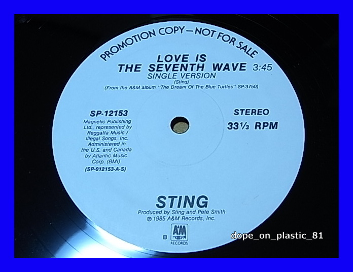 Sting / Love Is The Seventh Wave/プロモオンリー/US Original/5点以上で送料無料、10点以上で10%割引!!!/12'_画像2