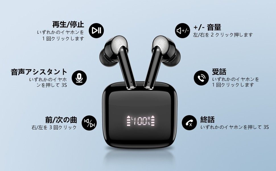 《未使用》Bluetooth 5.3 イヤホン ワイヤレスイヤホン Hi-Fi音質 Bluetooth