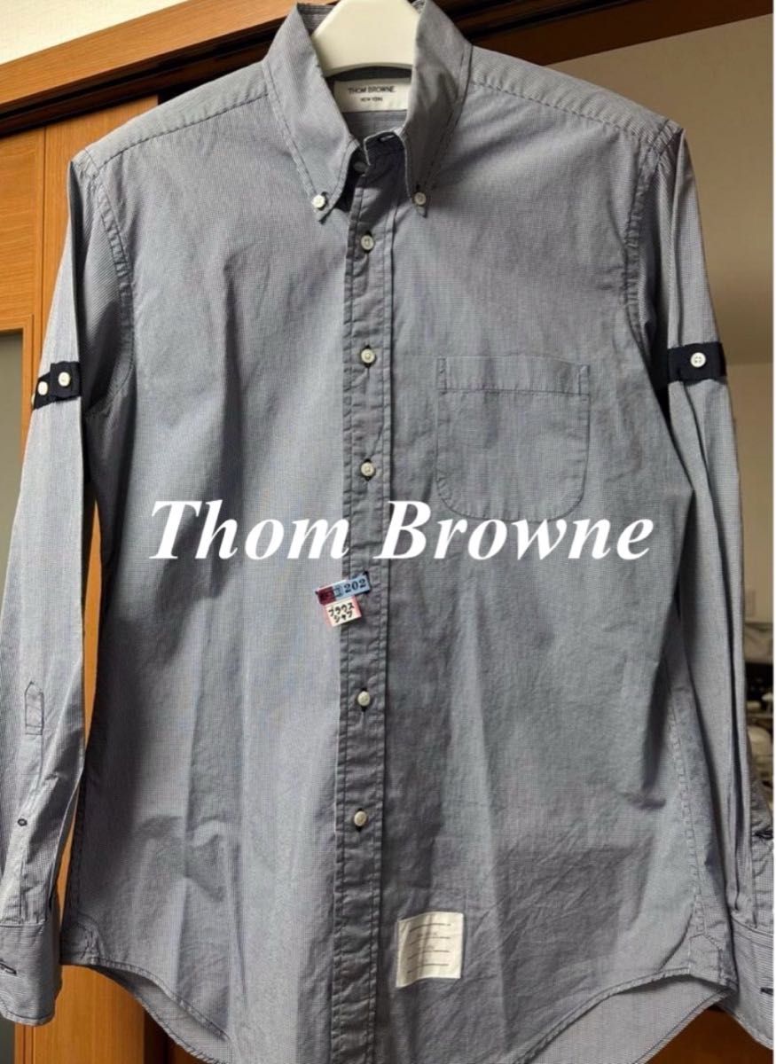 ★希少・極美品★Thom Browne ARMBAR チェックシャツ ネイビー