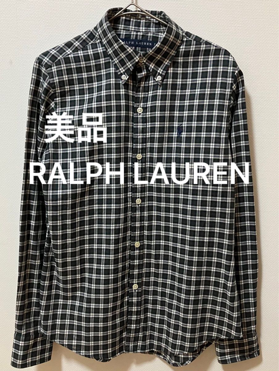 美品　RALPH LAUREN ラルフローレン　ポニー刺繍　チェックボタンダウンシャツ　