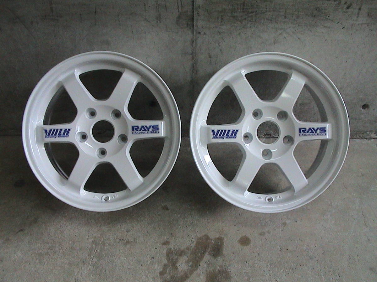 RAYS TE37、未使用品、7J×15、オフセット+30、PCD114,3◆ホワイト、2本セット、VOLK Racing_画像1