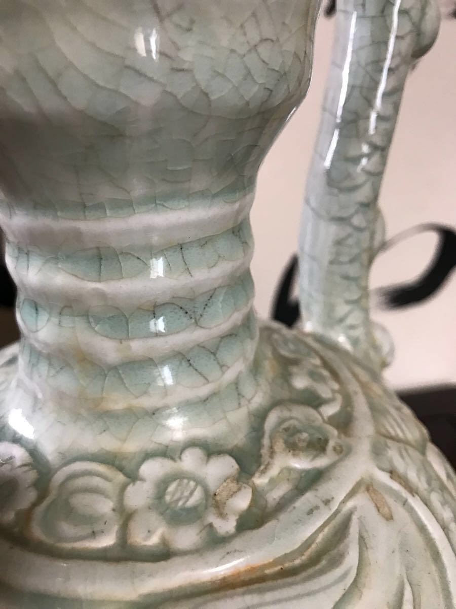  原文:影青磁 白磁 年代物 陶器 水差し 壺 陶磁器 骨董品 古美術品 翡翠 中国宮廷 中国美術 龍 ツボ 蛇 明 宋 朝鮮 焼物 中国古陶磁器 青磁 高麗