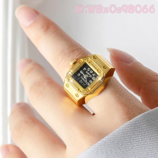 Be2435 金 指輪 時計 メンズ 男性用 リング ゴールド 金色 リアル かっこいい 極希少 ペンダント 女性 レディース 腕時計 指 ウォッチ 新品_画像1