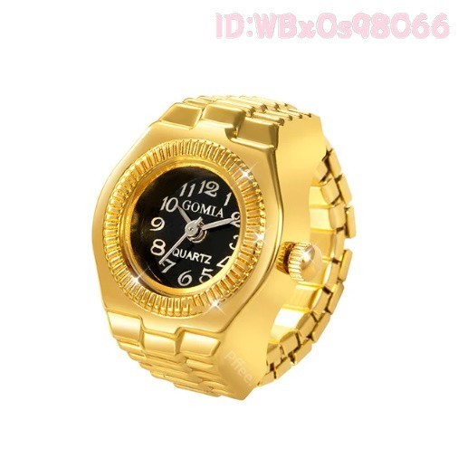 Be2435 金 指輪 時計 メンズ 男性用 リング ゴールド 金色 リアル かっこいい 極希少 ペンダント 女性 レディース 腕時計 指 ウォッチ 新品_画像８枚目：丸形