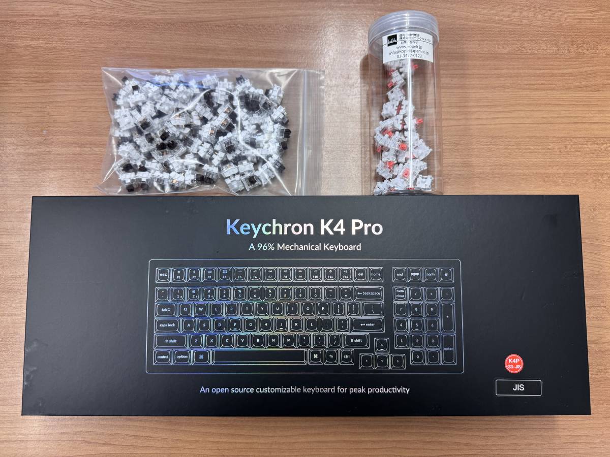 【Keychron】キークロン Keychron K4 Pro Jis（茶軸）＋ Keychron Silent K Pro 赤軸スイッチセット（極美品・中古）_画像1