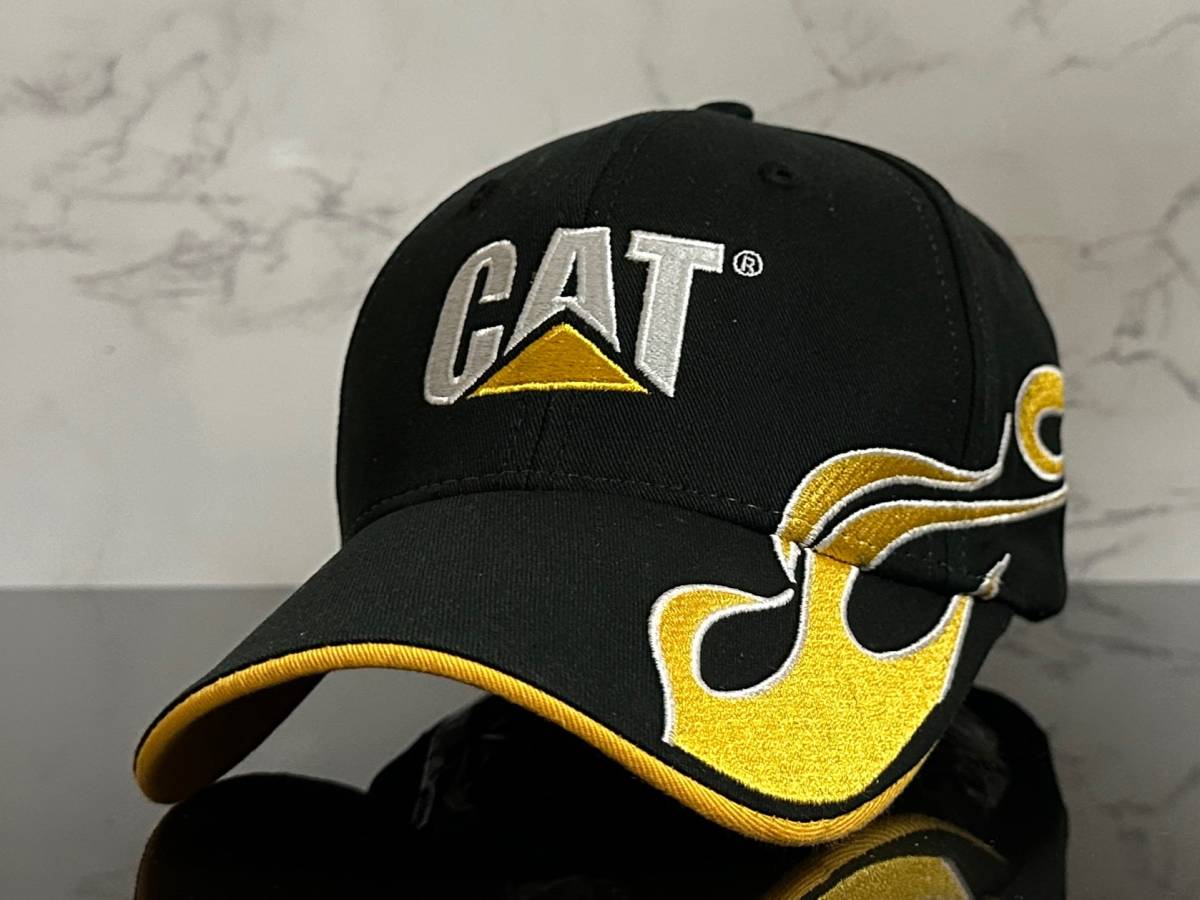 【未使用品】41F★Caterpillar CAT キャタピラー キャップ 帽子CAP クールなレーシングデザインのブラックコットン素材！《FREEサイズ》_画像1