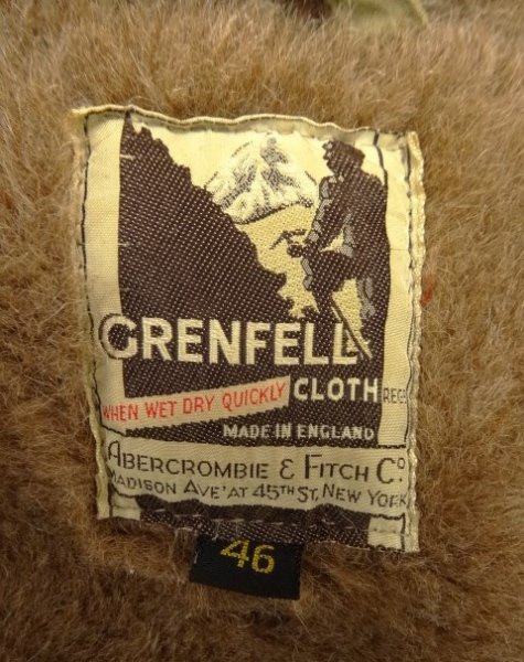 50s ヴィンテージ イングランド製 ABERCROMBIE & FITCH x GRENFELL グレンフェル 裏地ボア付き コート CONMATICジップ VINTAGE 50年代_画像2