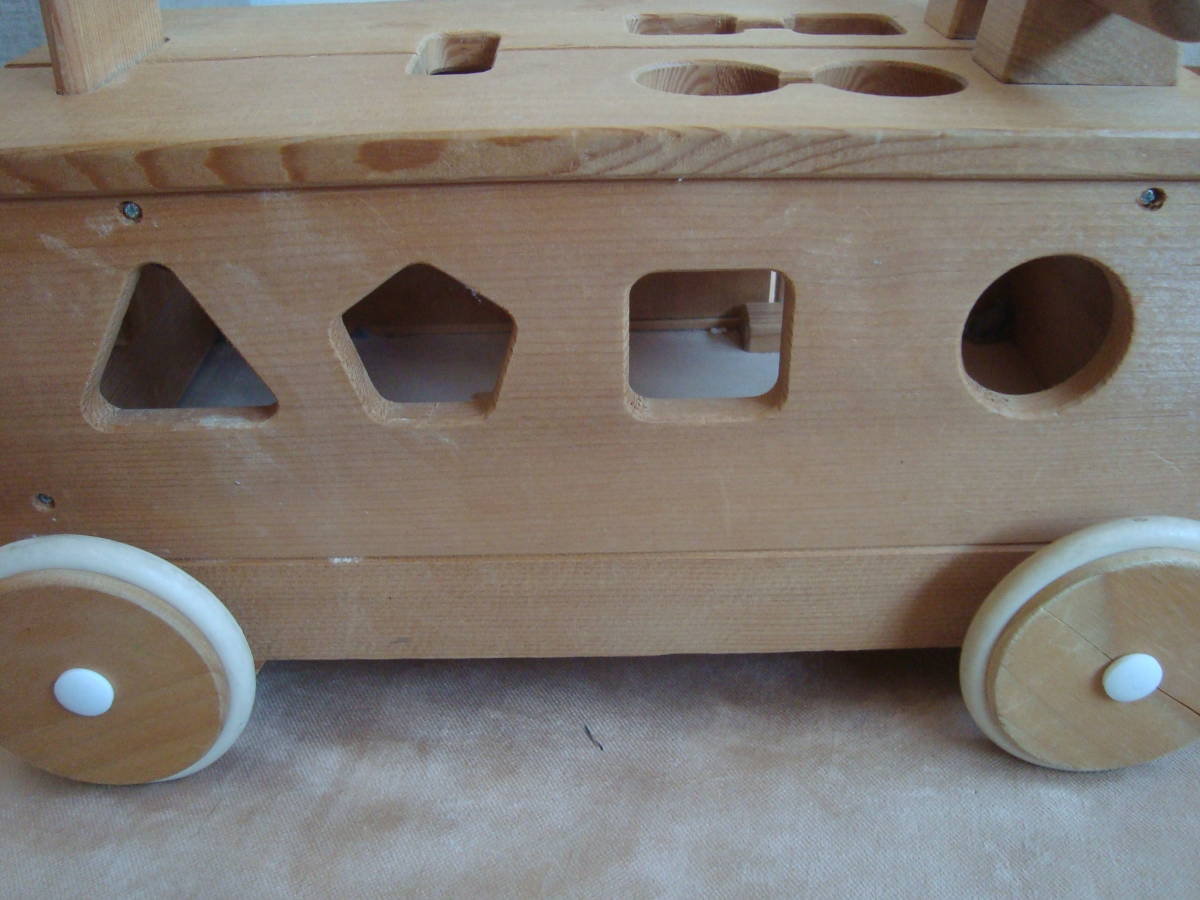 おもちゃ　積み木　木製　知育玩具　車型　動きもスムーズ　USED_画像6