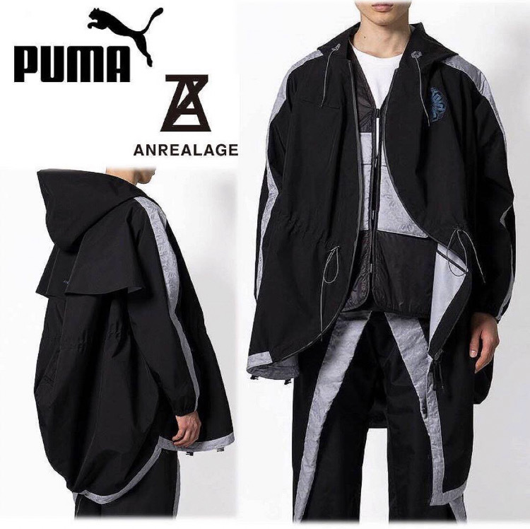 《PUMA x ANREALAGE プーマ&#215;アンリアレイジ コラボ!》新品 ナイロン フーディドレープコート＋ベスト ゆったりM A8733