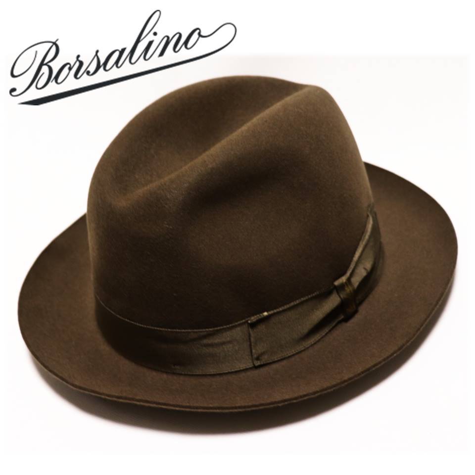 《Borsalino ボルサリーノ》新品 イタリア製 秋冬モデル 高級ラビットファーフェルトハット ウールハット 59(L) A9067_画像1