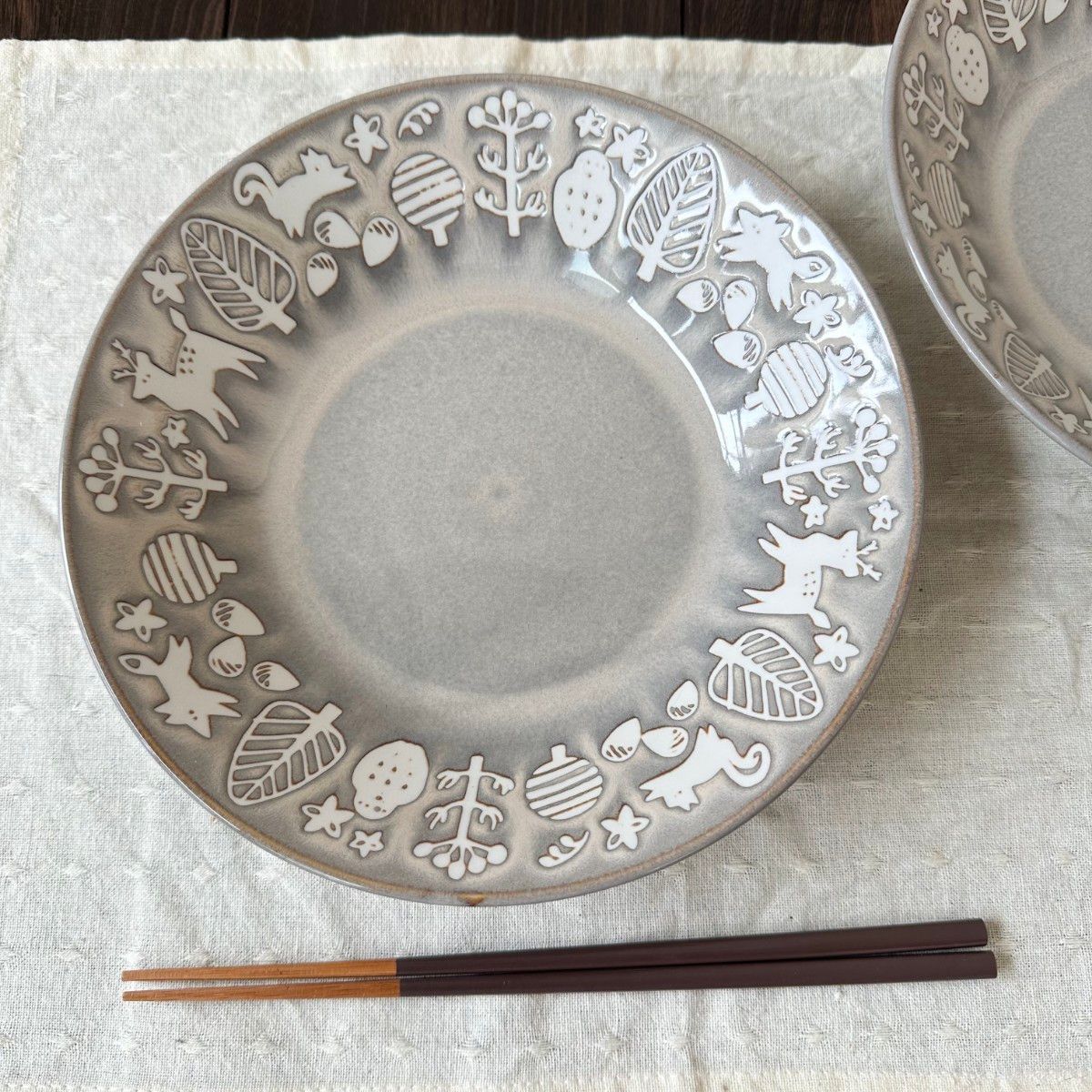 【2枚】新品 日本製 美濃焼 窯変グレー 21cm深皿 カレー皿 パスタ皿 シチュー皿