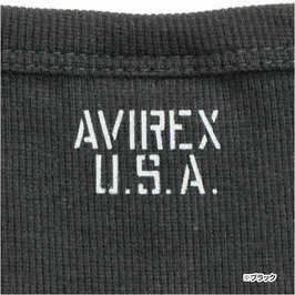 AVIREX 5分袖Tシャツ 無地 デイリー Uネック ワッフル [ ブラック / Lサイズ ] アヴィレックス アビレックス_画像6