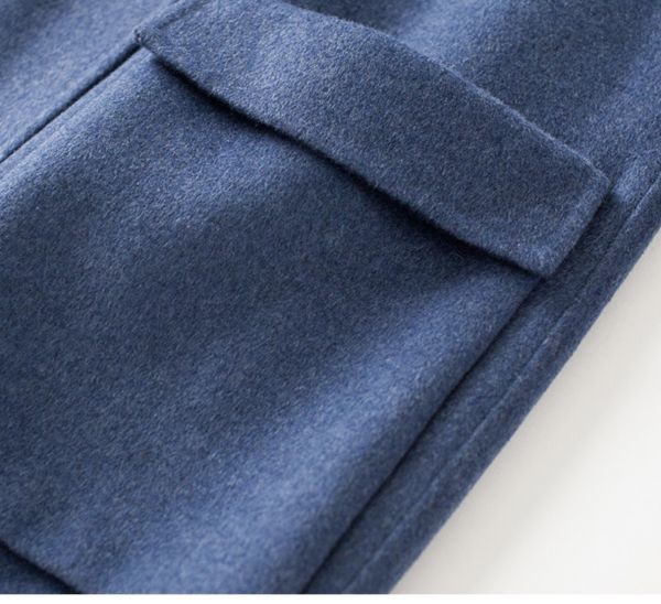  原文:★★★大人気！！　アルバカ　スモッグブルー両面ウールカシミヤコート2018新しいウールコート　カラー２色
