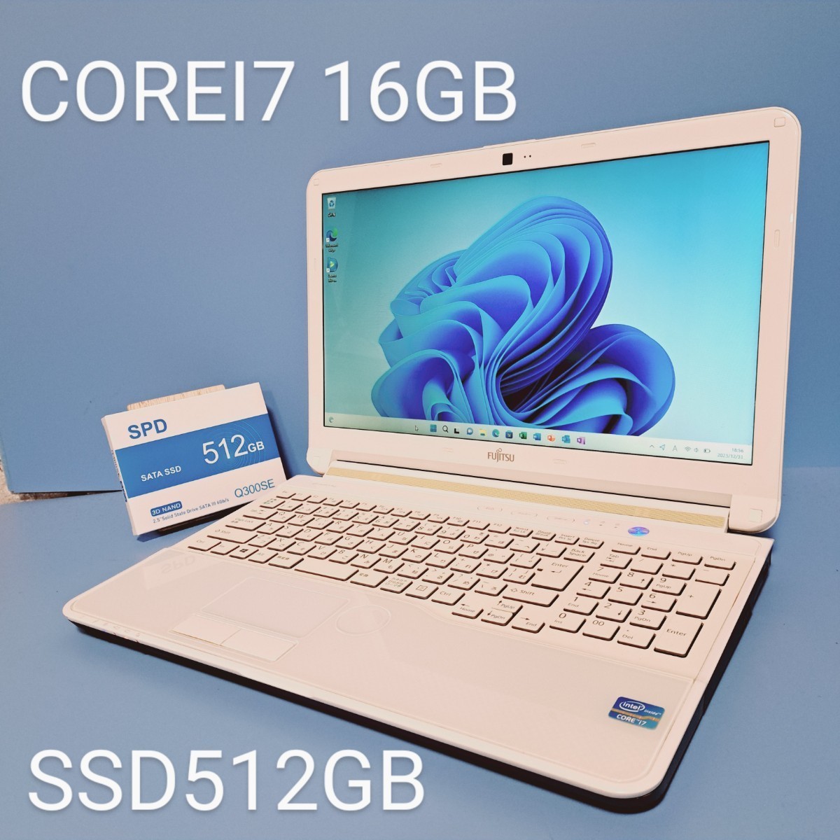 ★最強Corei7★メモリ16GB/新品SSD512GB/LIFEBOOK/AH53/K/アーバンホワイトWindows11/Office2019H&B/Webカメラ/富士通/FUJITSU/Bluetooth_画像1