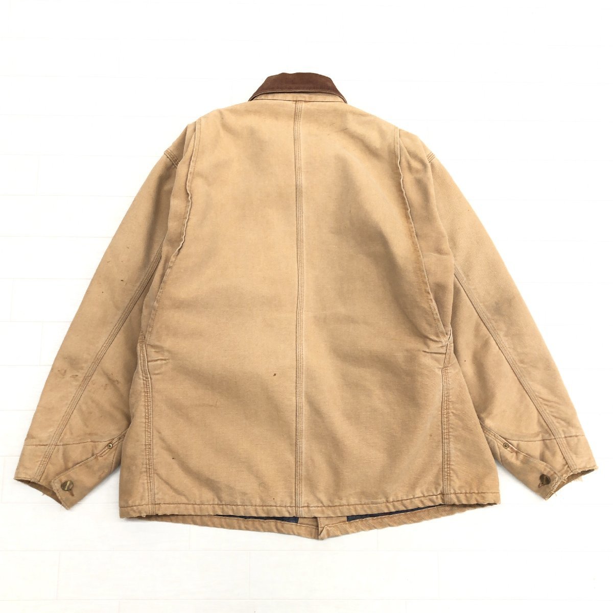 ◆80's USA製 Carhartt カーハート ダック生地 ブランケット カバーオール 44(JP:2XL相当) キャメル ワーク アメカジ 古着 ヴィンテージ_画像2