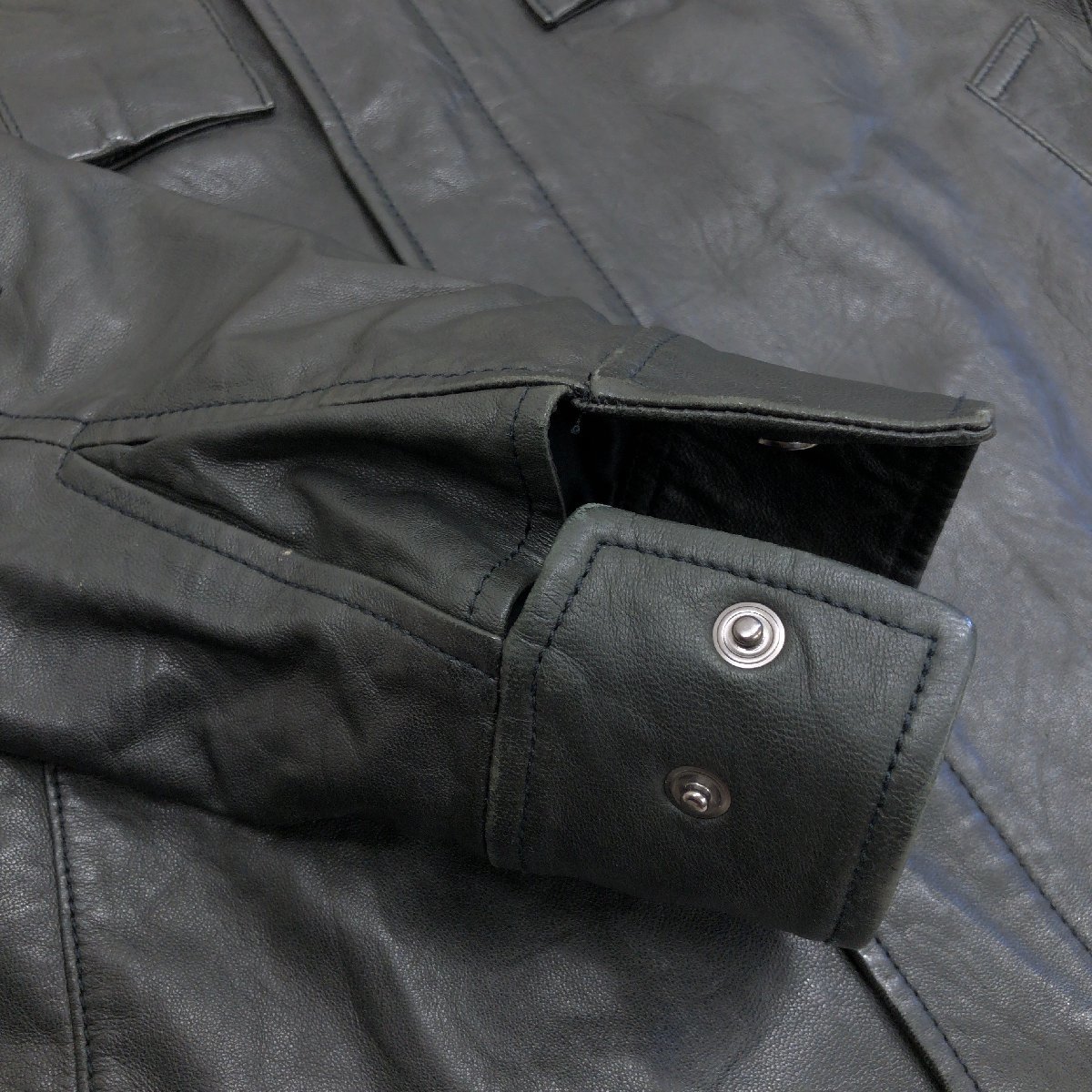 ●theory セオリー YOST JACKET 山羊革 ゴートレザー スタンドカラー ジャケット 38(M) 黒 ブラック レザージャケット 国内正規品 メンズ_画像7