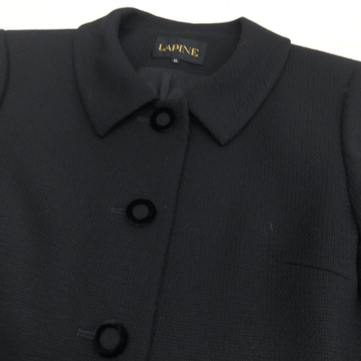 ●美品 LAPINE ラピーヌ ウール100% スカート スーツ 上下セットアップ 13(XL) 黒 ブラック 日本製 LL 2L ゆったり 大きい フォーマル_画像5
