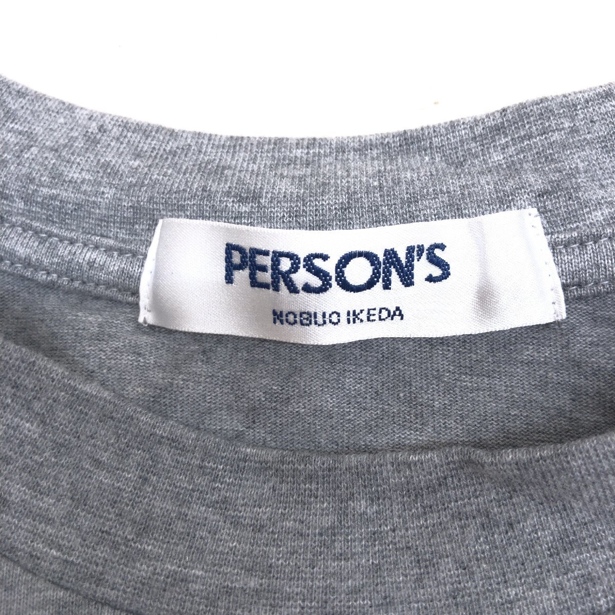 美品 PERSON’S パーソンズ ロゴ刺繍 ゴルフワンピース M グレー 五分袖 チュニック カットソー Tシャツ 国内正規品 レディース 女性用_画像3