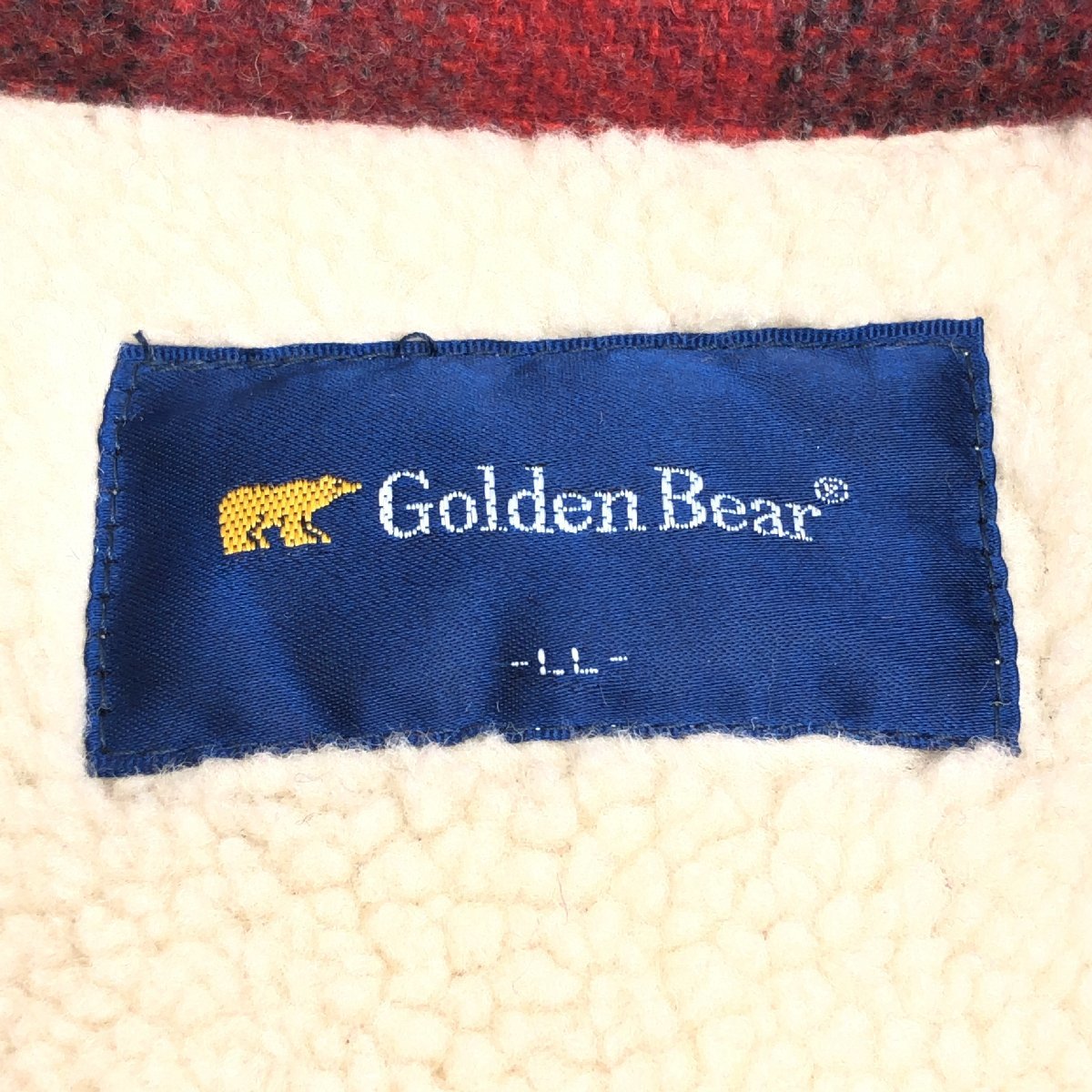 ◆Golden Bear ゴールデンベア 中綿入り チェック柄 裏地ボア ウール ジャケット LL 赤系 レッド系 XL 2L 特大 大きいサイズ 国内正規品_画像3