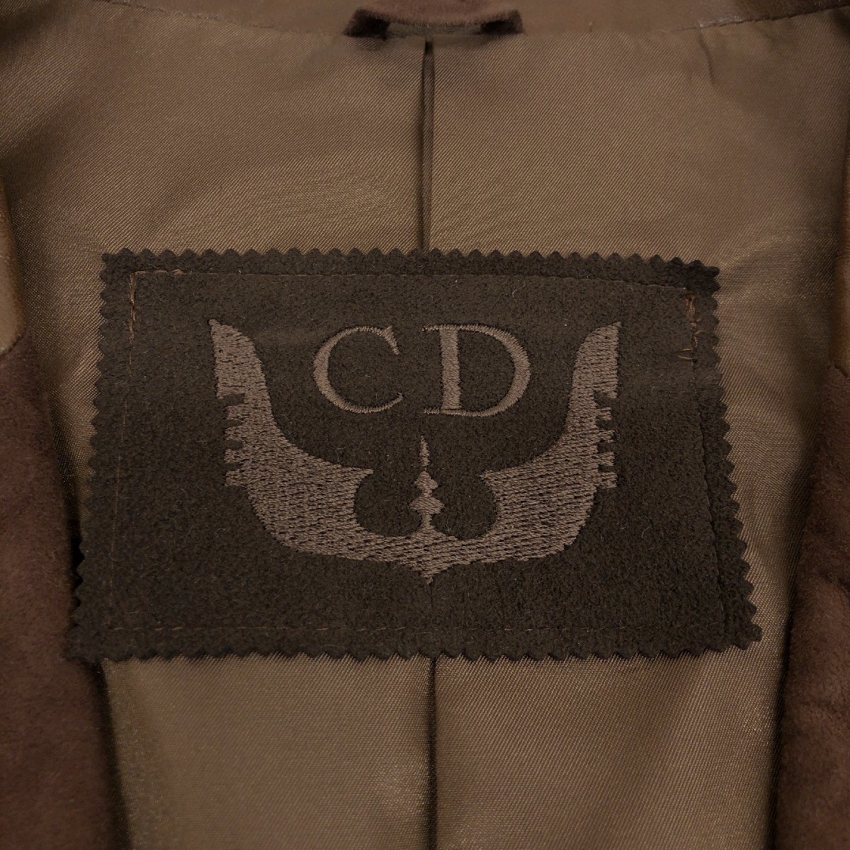 ●Christian Dior クリスチャンディオール 羊革 ラムレザー テーラードジャケット S ブラウン くるみボタン 本革 レザージャケット 鐘紡_画像5
