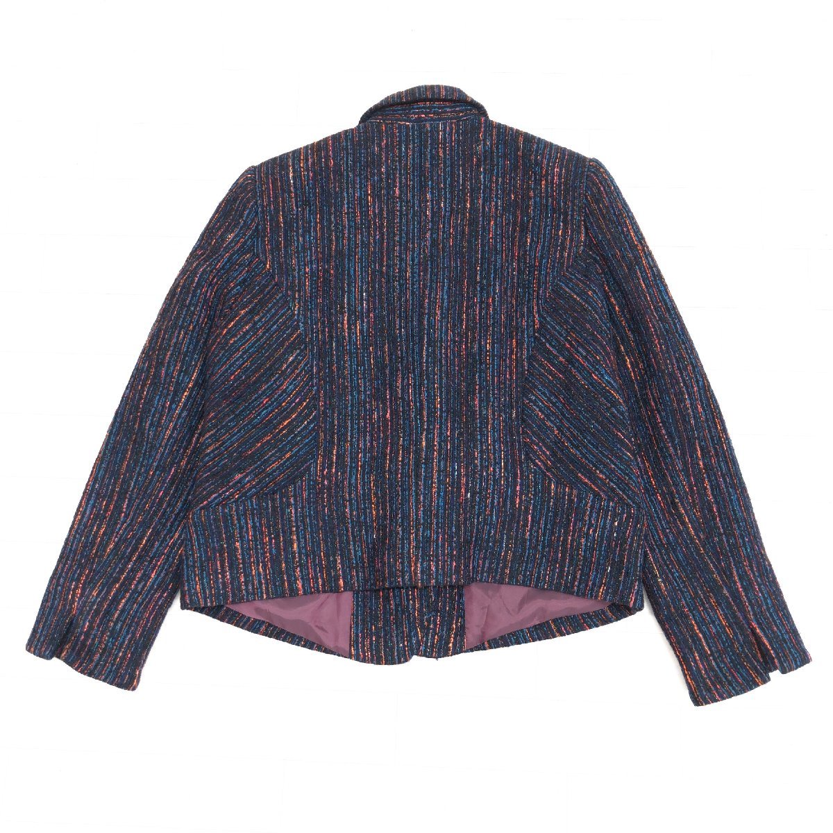 ●YOSHIAKI YAMA ヨシアキヤマ ウールブレンド ツイード ジャケット L 日本製 羽織り 国内正規品 レディース 女性用 婦人_画像2