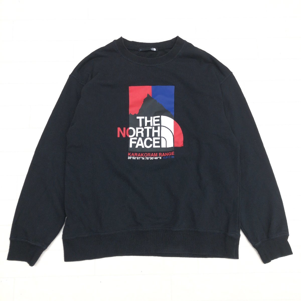 ●THE NORTH FACE ノースフェイス カラコラムレンジクルー スウェット トレーナー XL 黒 ブラック 長袖 アウトドア 特大 大きい 2L LL_画像1