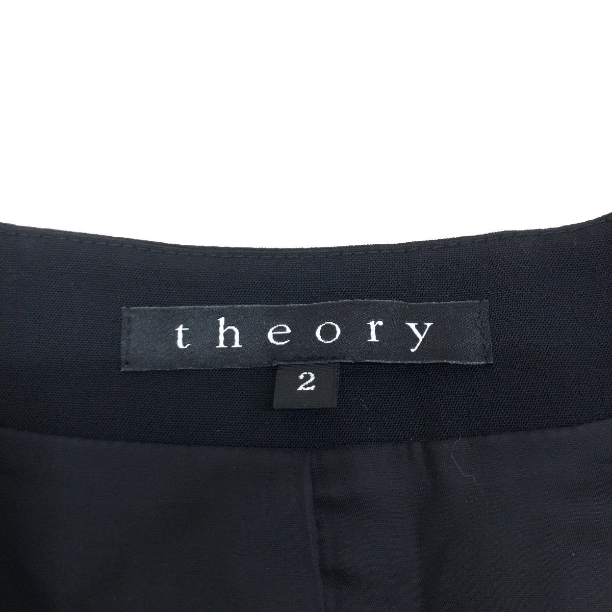 ●美品 Theory セオリー ノーカラー ウール オープン ジャケット 2(M) 黒 ブラック 羽織り 国内正規品 レディース 女性用_画像3