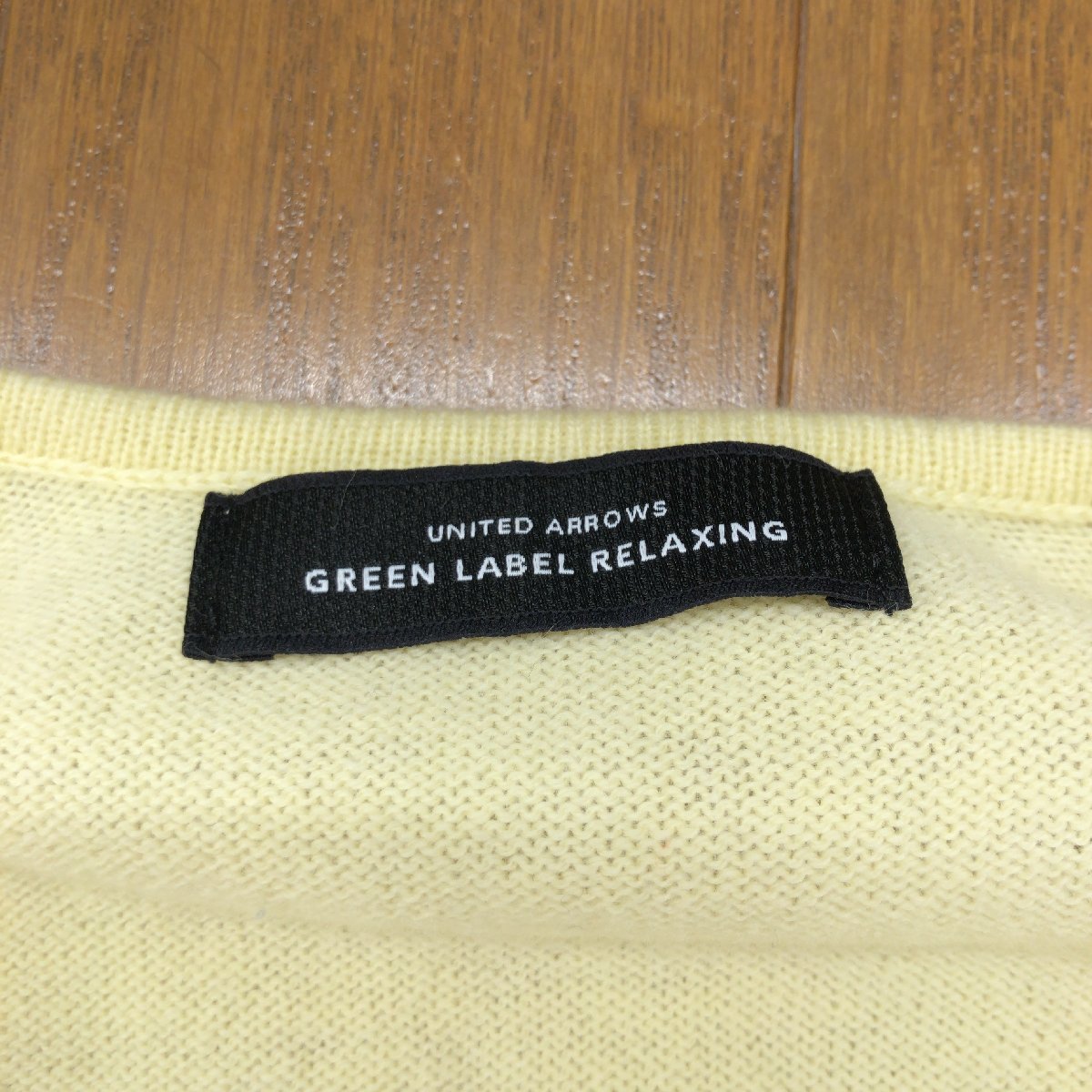 UNITED ARROWS GLR ユナイテッドアローズ カシミヤブレンド オープンネック ゆったり ウール ニット セーター F ライトイエロー 長袖_画像3