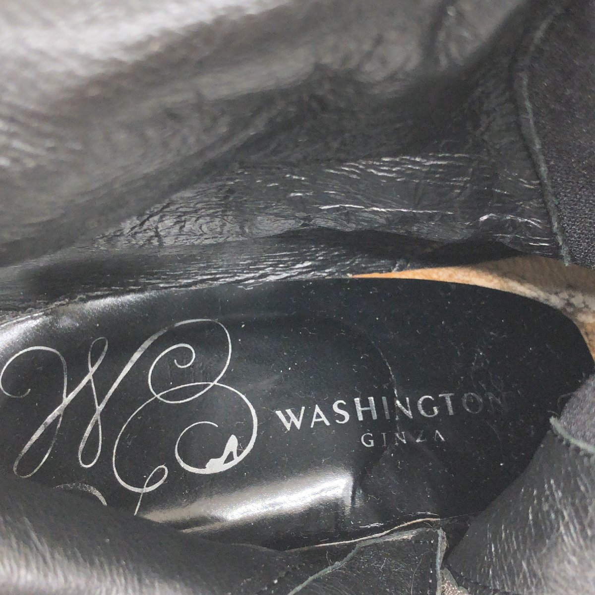 ◆WASHINGTON GINZA 銀座ワシントン サイドジップ 本革 レザー ロングブーツ 25cm チャコール系 レザーブーツ レディース 女性用 婦人_画像5