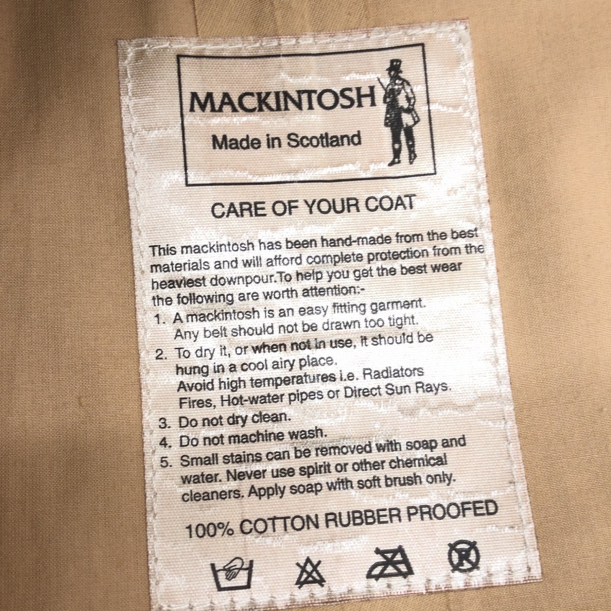 ●英国製 MACKINTOSH LONDON マッキントッシュロンドン 撥水 ゴム引き ボンディングコート 34(XS相当) ベージュ ハーフコート 国内正規品_画像9