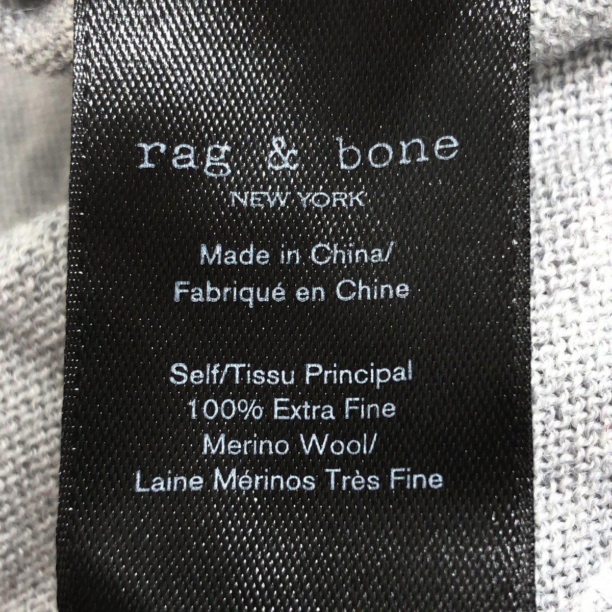 rag & bone ラグ＆ボーン メリノウール ニット パーカー L ライトグレー フーディ セーター メンズ 紳士_画像6