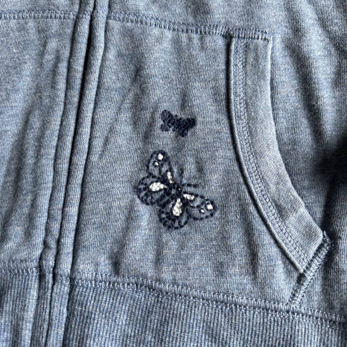 GAP SaGa la Logo embroidery butterfly embroidery reverse side nappy thin sweat Zip up Parker 130 Kids child clothes girl 