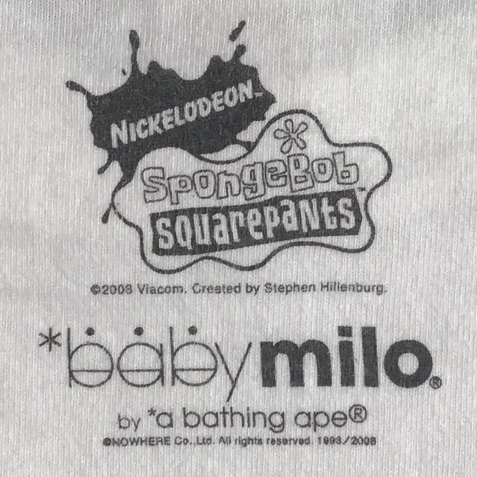 スポンジボブ × BABY MILO Tシャツ Lサイズ a bathing ape BAPE エイプ ベイプ アベイシングエイプ Sponge Bob マイロ w4675_画像4