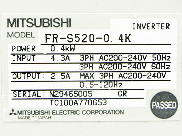 【3台セット】 三菱電機 MITSUBISHI インバーター FR-F520J-1.5K FR-E520-0.75K FR-S520-0.4K ■■■の画像7
