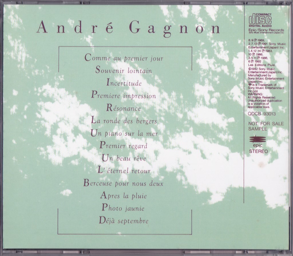 ANDRE GAGNON / アンドレ・ギャニオン /中古CD！67879の画像3