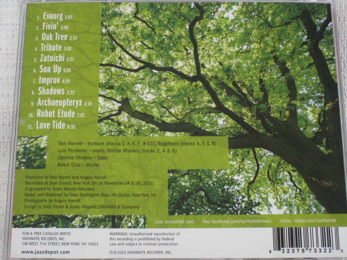 【CD】Tom Harrell/Oak tree/トム・ハレル/オーク・ツリー/ワン・ホーン・カルテット/美品_画像2