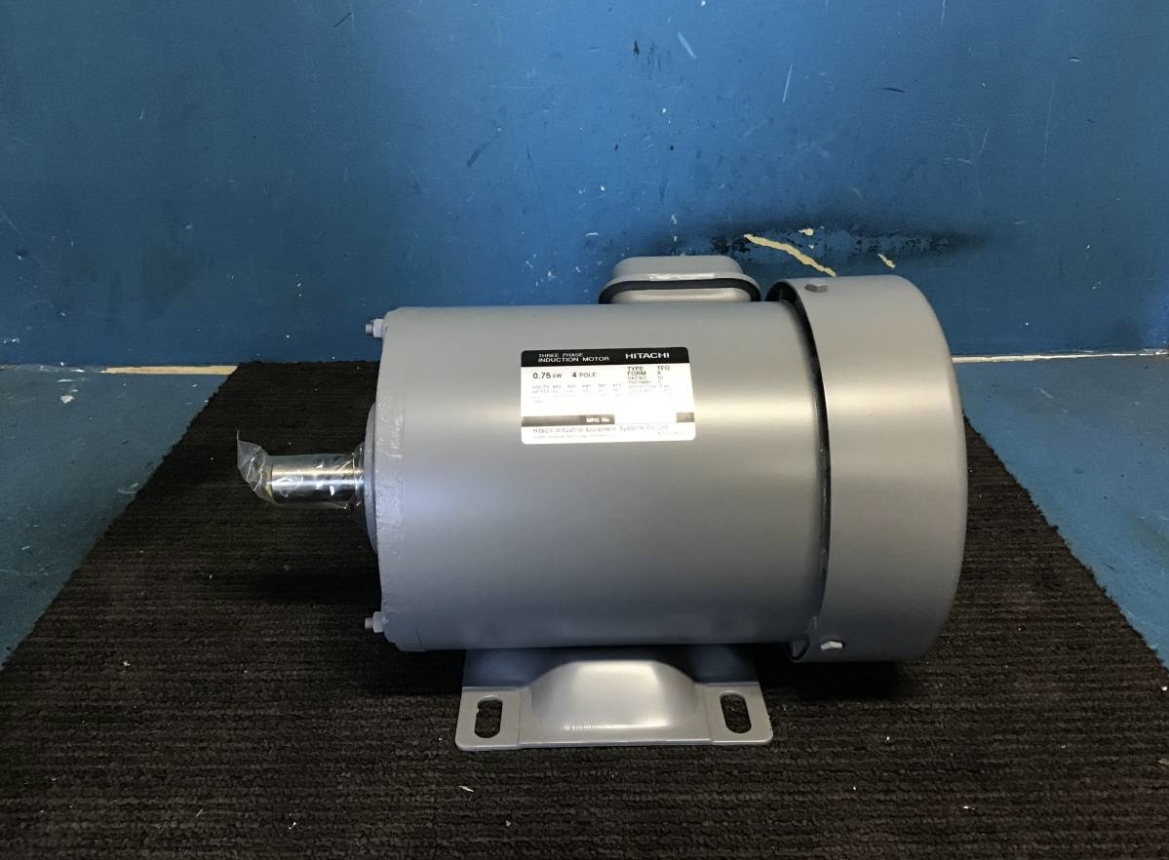 M19★岐阜発　①△HITACHI/THREE PHASE INDUCTION MOTOR/日立/インダクションモーター△TFO/0.75kw/日立モートル/未使用品　R4.12/2★