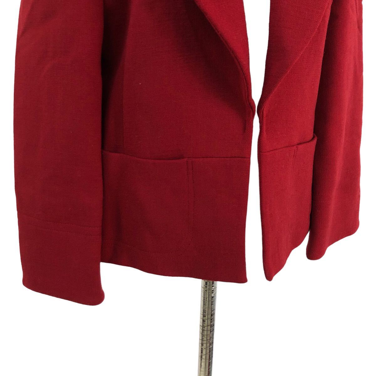 NB185 日本製 LAPINE BLANCHE ラピーヌブランシュ テーラード ジャケット ウールジャケット アウター 上着 羽織り レッド 赤 レディース 40の画像3