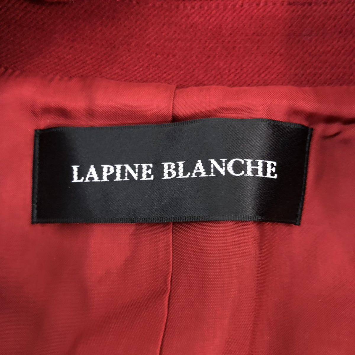 NB185 日本製 LAPINE BLANCHE ラピーヌブランシュ テーラード ジャケット ウールジャケット アウター 上着 羽織り レッド 赤 レディース 40の画像9