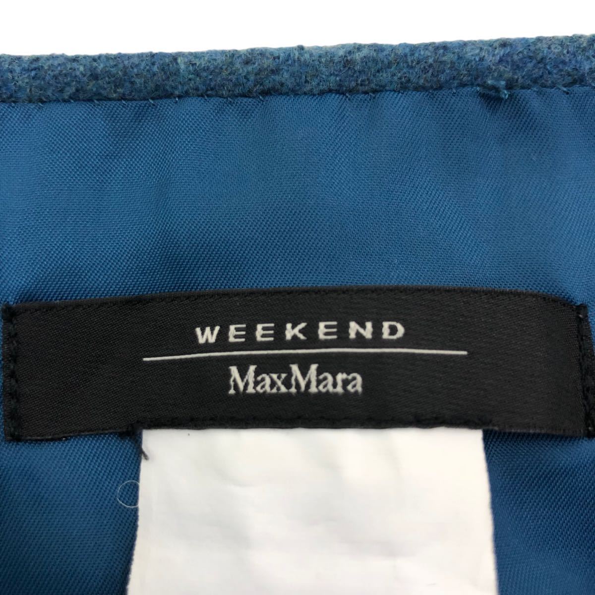 NB185 Max Mara WEEKEND マックスマーラ ウィークエンド ウールスカート ひざ丈 スカート ボトムス ウール 100% ブルーグリーン系 36の画像8