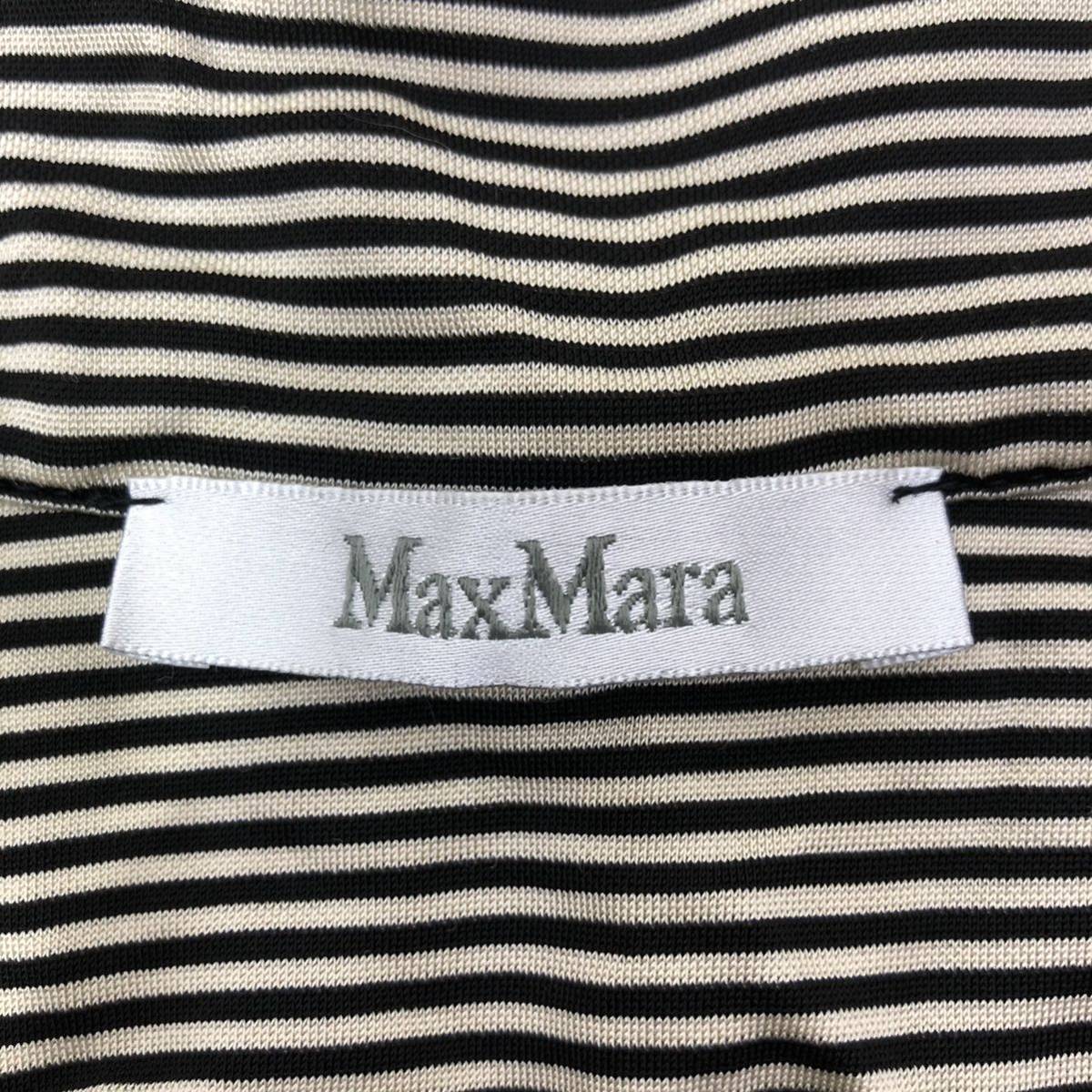NB185 Max Mara マックスマーラ シャツ ロング ハーフボタン チュニック トップス 長袖 スリット ストライプ柄 総柄 レディース M_画像8