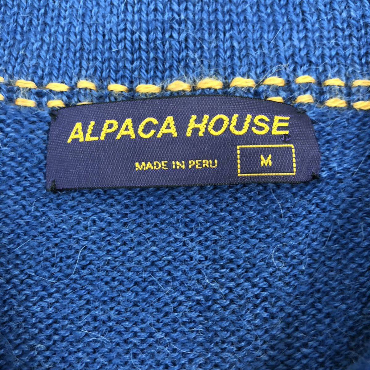 NB186 ALPACA HOUSE アルパカハウス アルパカ 100% ニット ジャケット アウター 上着 羽織り 長袖 ブルー系 レディース M_画像8