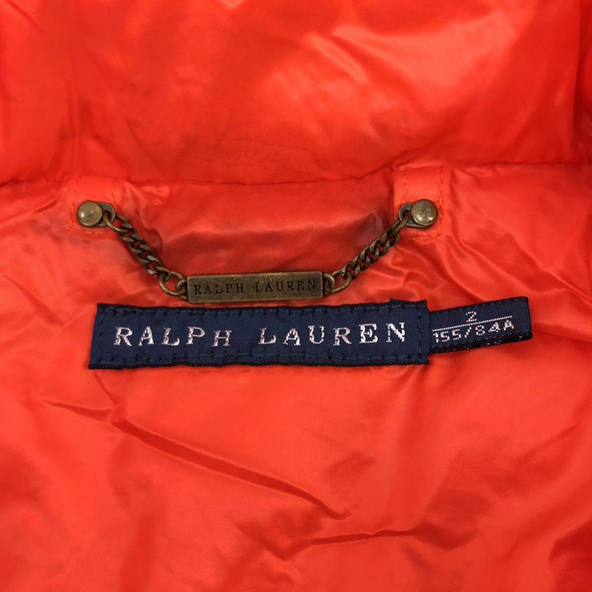 NB193 RALPH LAUREN ラルフローレン ダウン 80％ ダウンジャケット ジャケット 軽量 アウター 上着 羽織り 長袖 オレンジ レディース 2_画像8