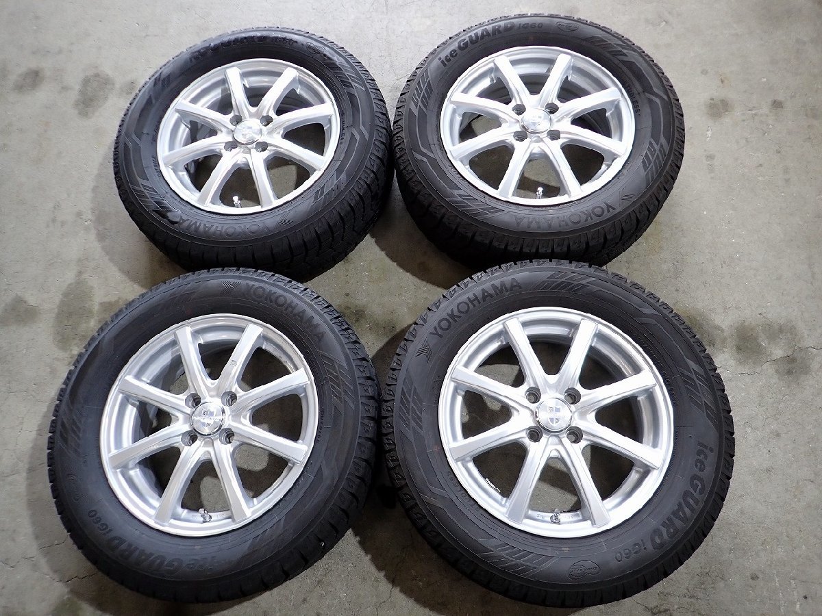 YS4329【送料無料195/65R15】カローラフィールダー アクシオ 2022年製 中古スタッドレス ●15×5.5J 100/4H ET43●1円スタート_画像1