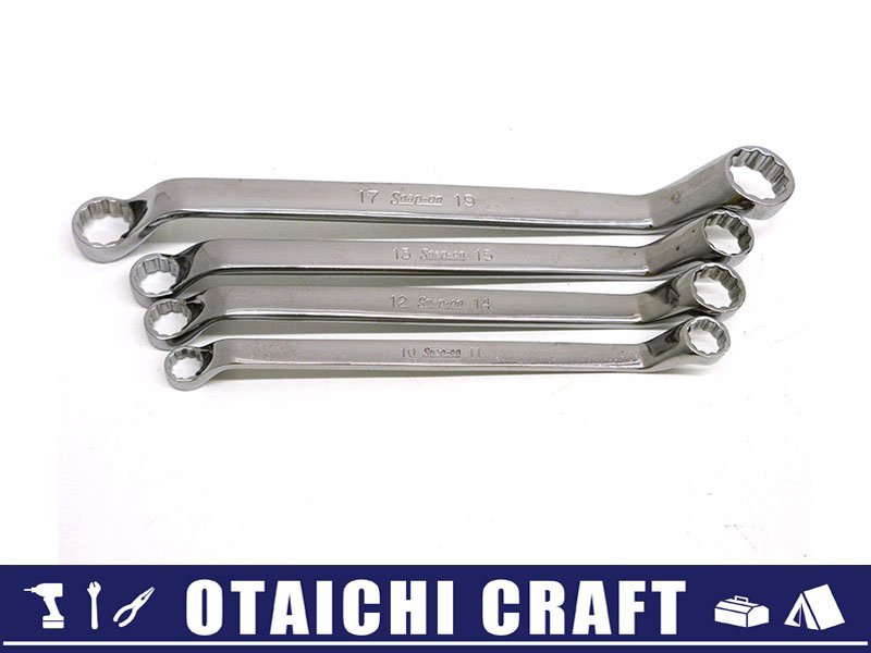 【中古】Snap-on(スナップオン) 旧ロゴ 60°オフセットメガネレンチ XOMシリーズ 4本セット|ミリサイズ 10-19mm【/D20179900000191D/】