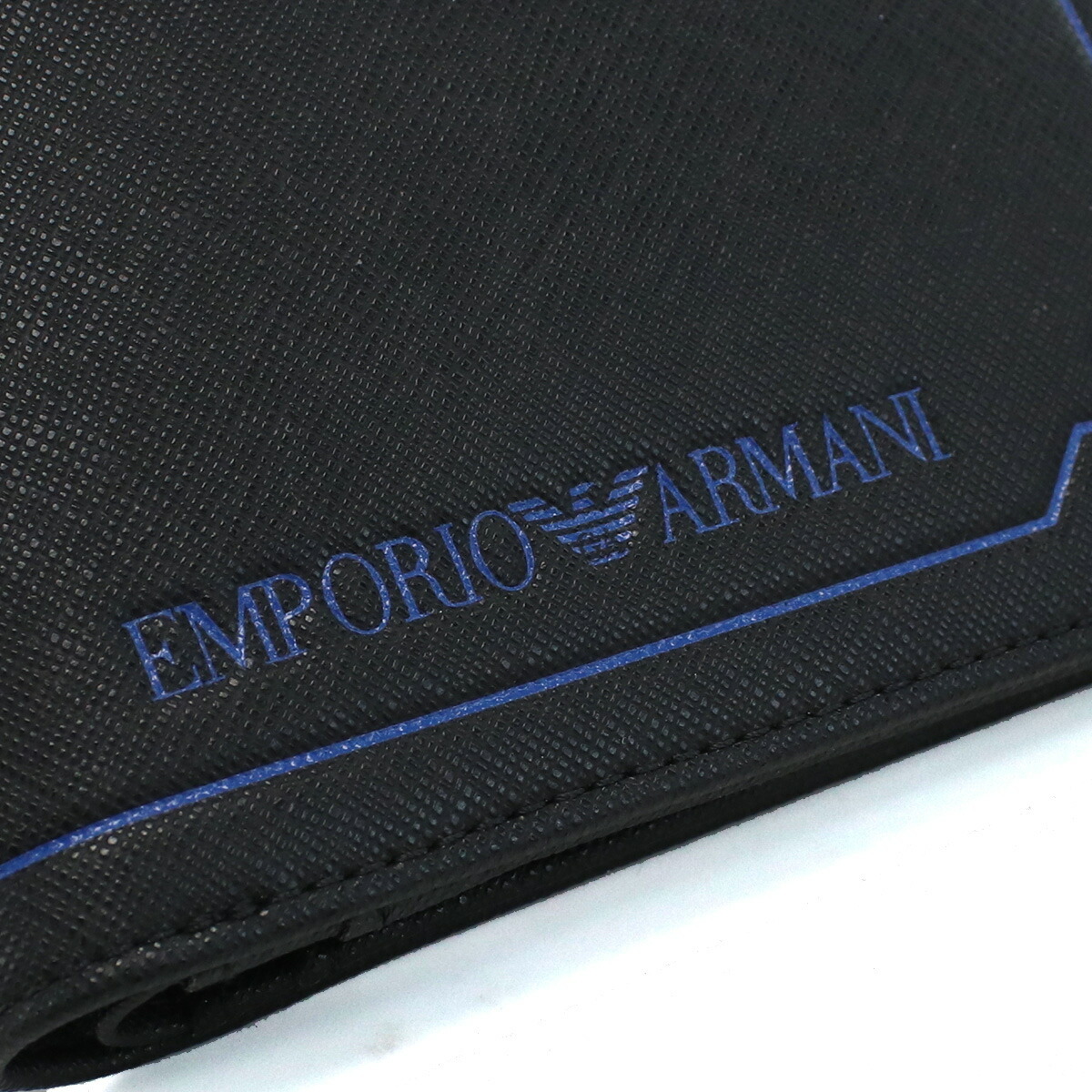 [ new goods unused regular goods ] Emporio Armani EMPORIO ARMANI 2. folding purse change purse attaching brand Y4R165 Y731E 80001 black men's 