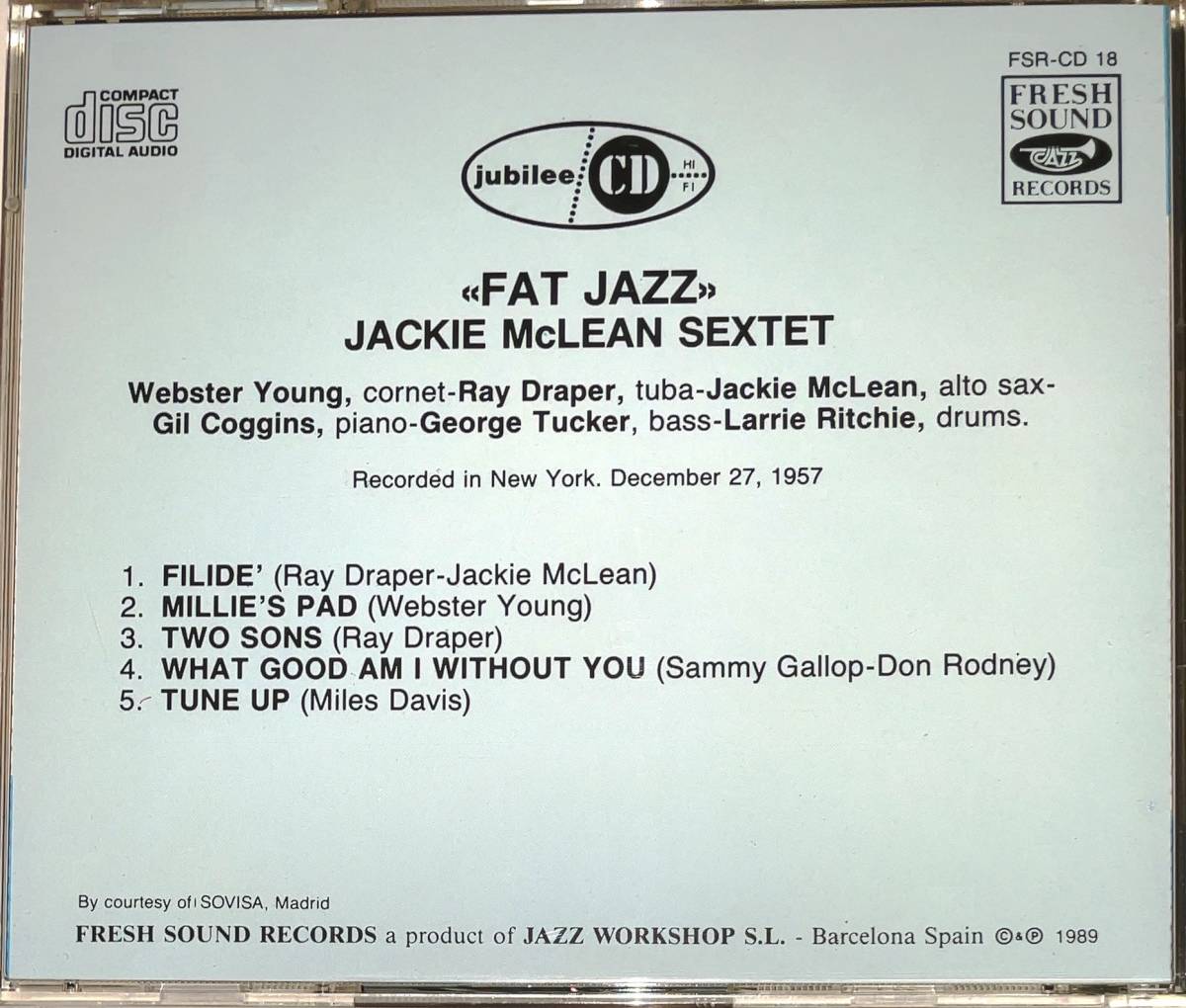 【即決 CD】ジャッキー・マクリーン　Fat Jazz　 / JAZZ ジャズ　 FSR-CD18_画像2
